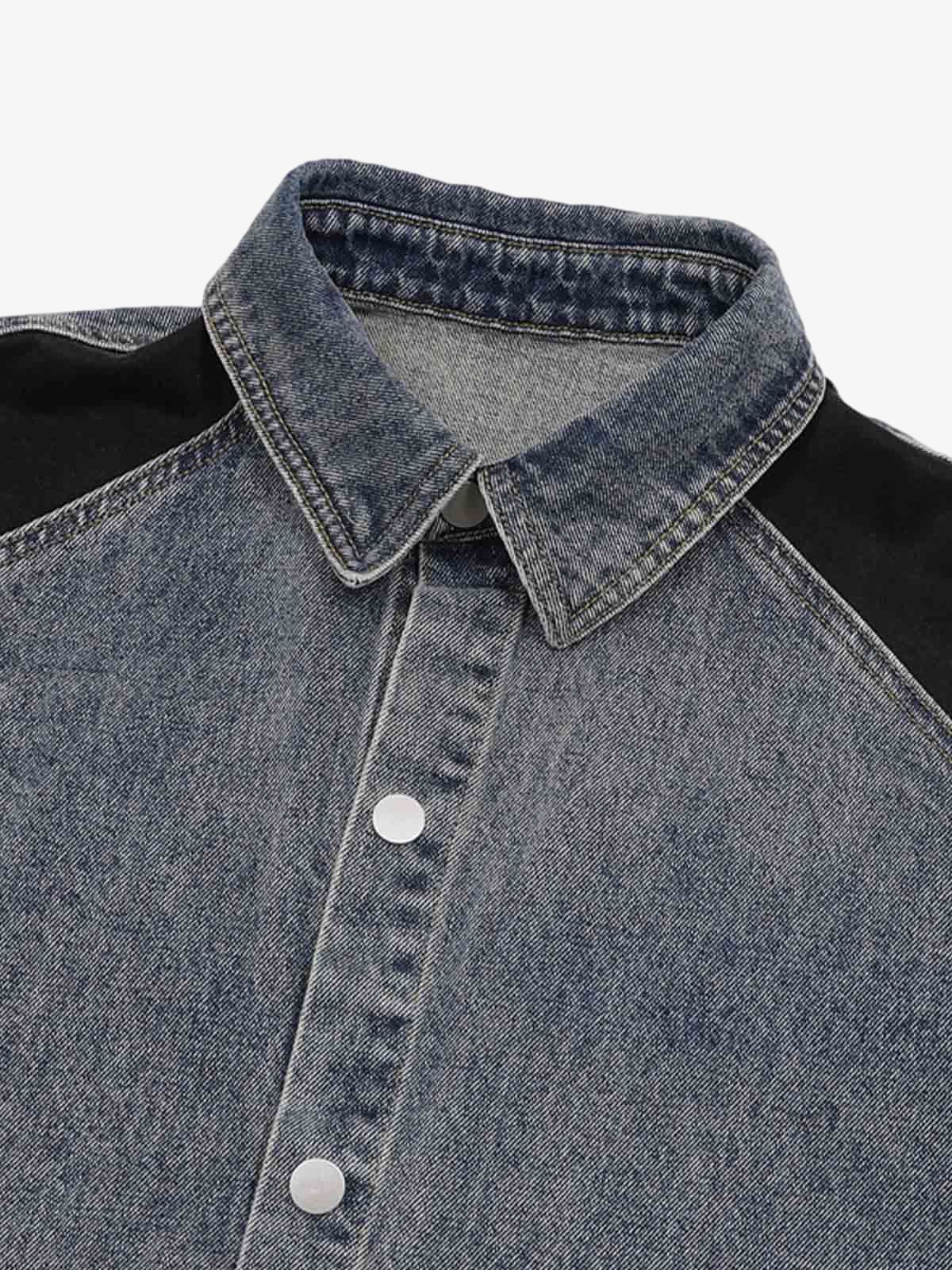 Deconstructed Patchwork Short-Sleeve Cropped Denim Set