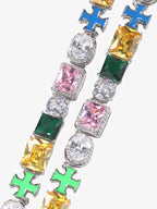 Colorful Zircon Evil Eye Cross Necklace