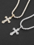 Theprecipice Corss Full Diamond Necklace-1514