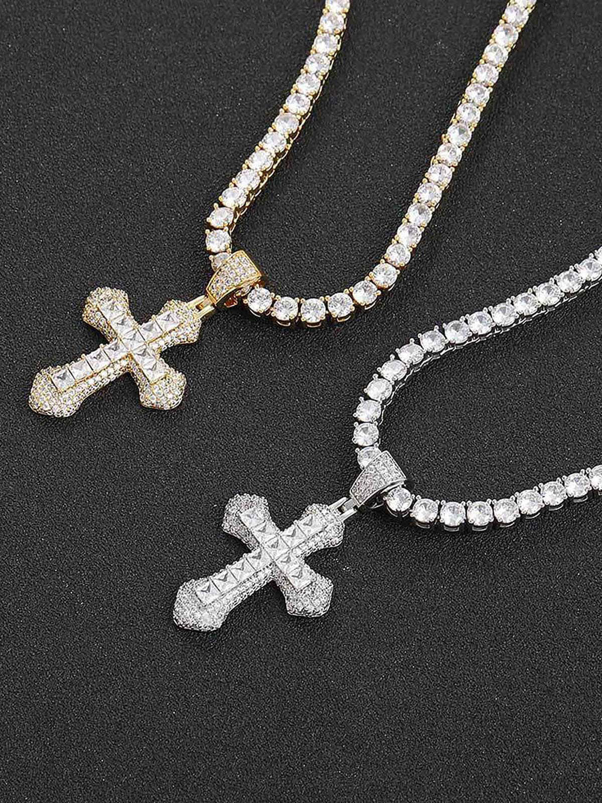 Theprecipice Corss Full Diamond Necklace-1514