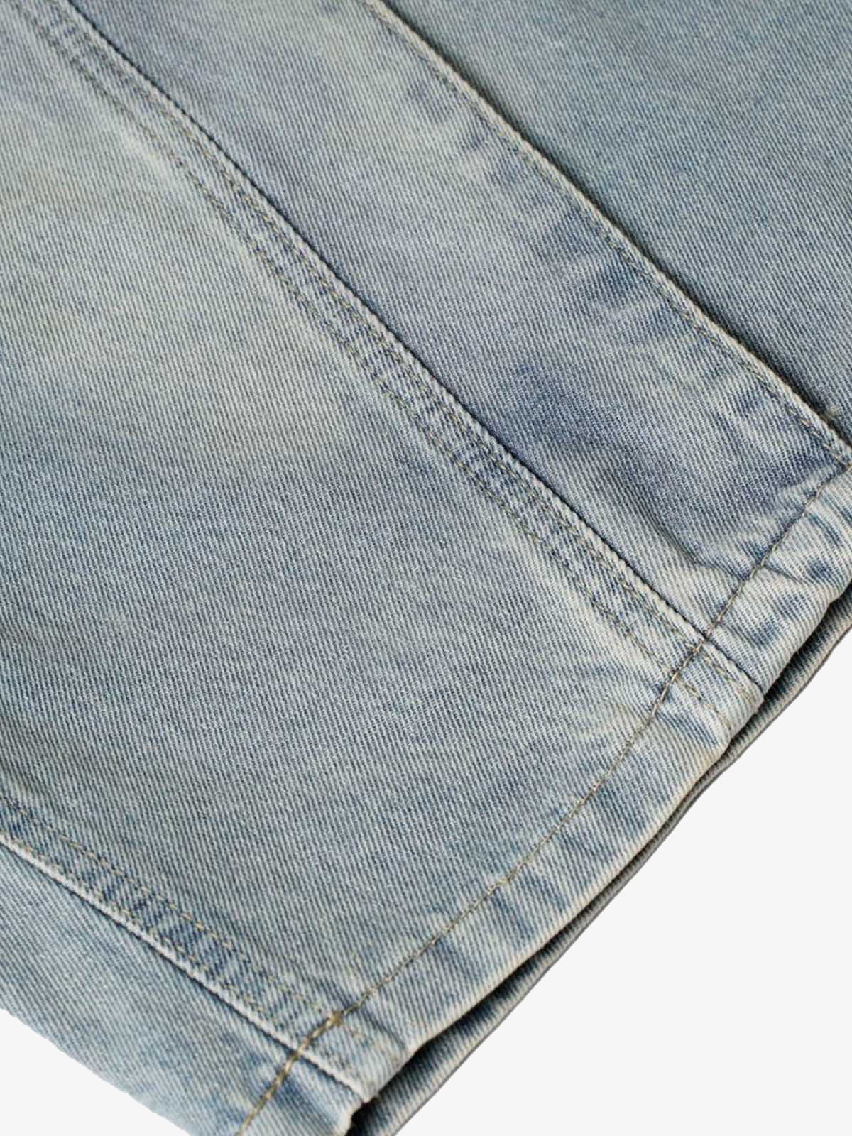 Washed Distressed Deconstructed Split Denim Shorts