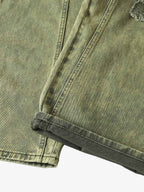 Washed Distressed Ripped Barrel Jeans