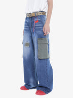 Theprecipice Homemade Large Pocket Cargo Jeans