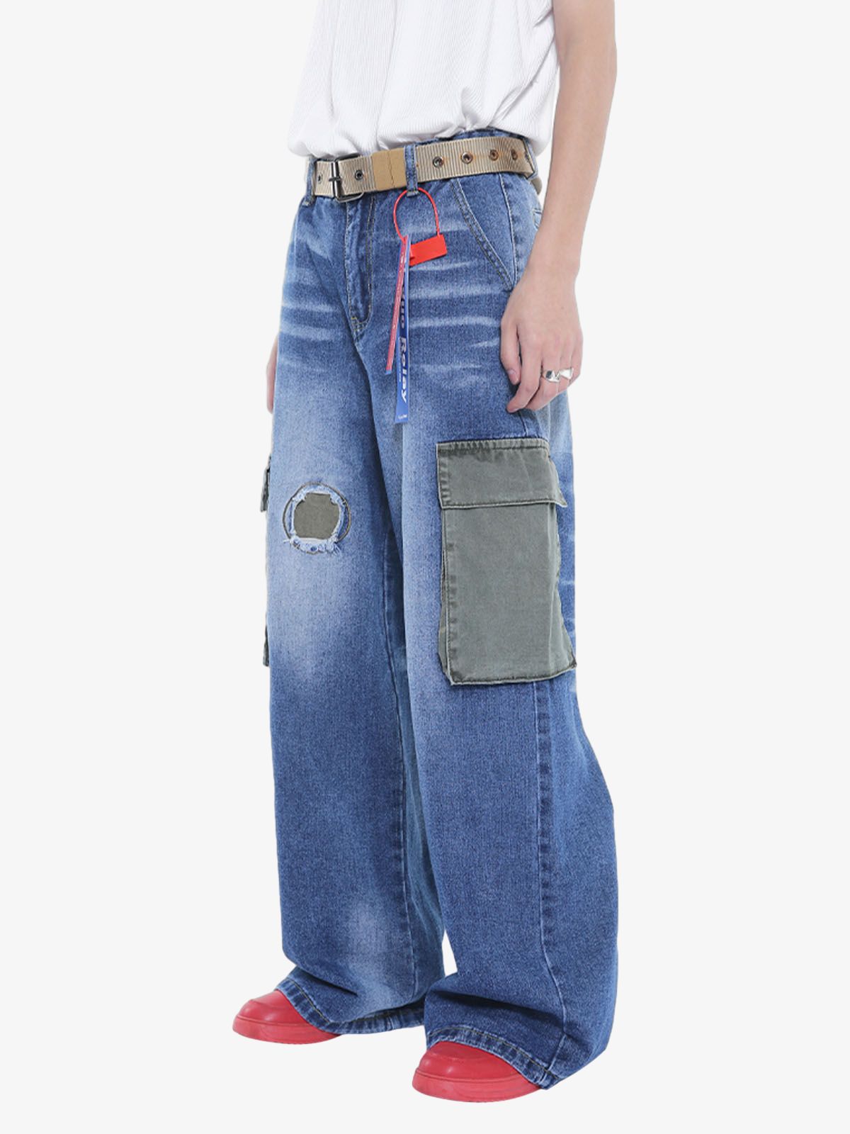 Theprecipice Homemade Large Pocket Cargo Jeans
