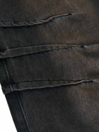 Washed Pleated Straight Jeans - 2263