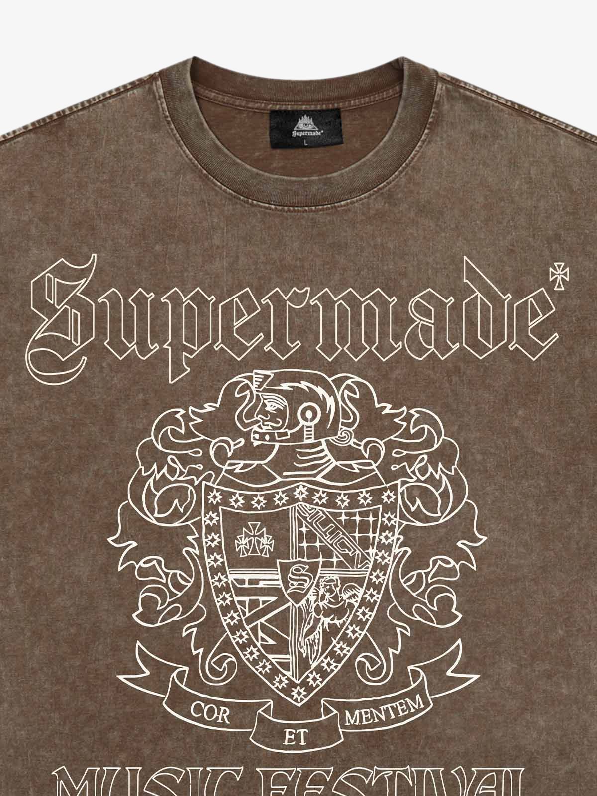 Original Gothic Letter Family Shield Badge Print T-Shirt