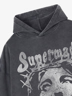 Theprecipice Heavy Washed Jesus Graphic Hoodie - 1973