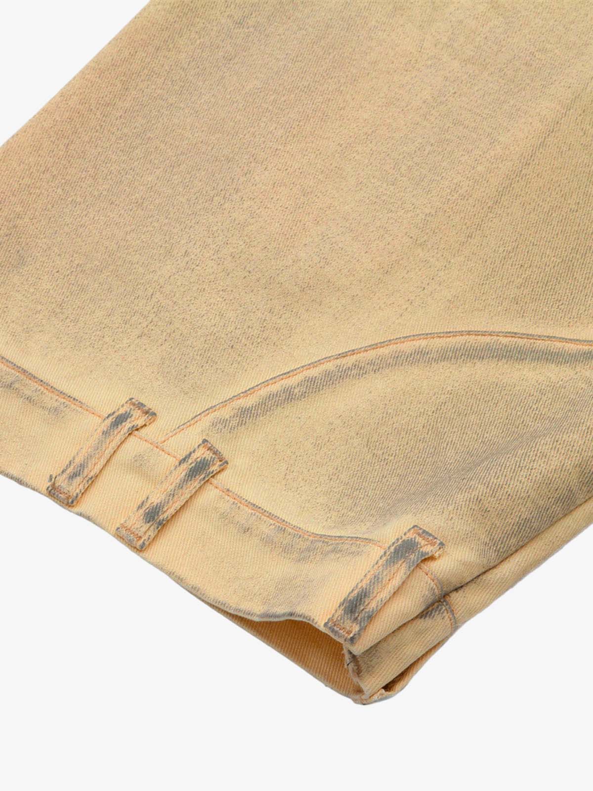 Washed Distressed Detachable Scarf Barrel Jeans - 2550