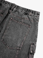 Theprecipice Street Stitching Multi-Pocket Workwear Washed Jeans - 2209