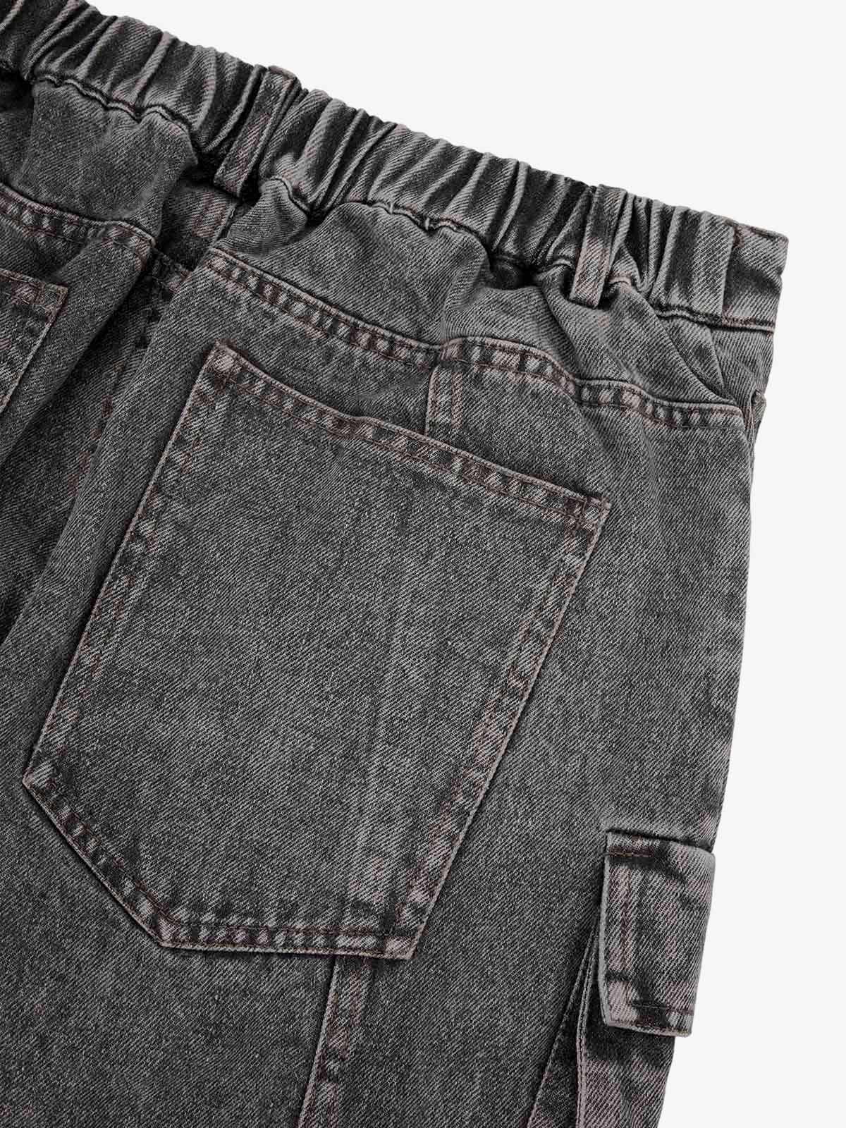 Theprecipice Street Stitching Multi-Pocket Workwear Washed Jeans - 2209