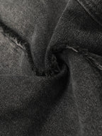 Theprecipice Detressed Raw Edge Multi-pocket Cargo Jeans