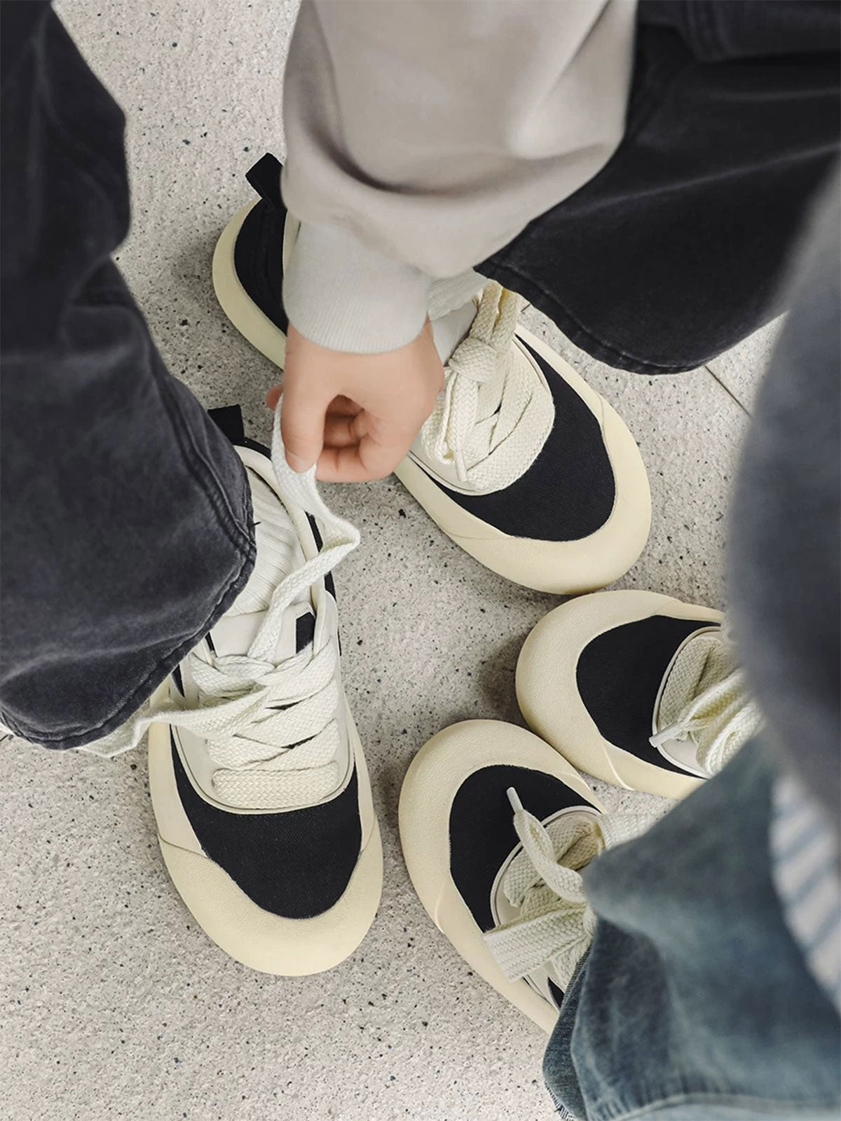 Theprecipice Chunky Round-Toe Color-Block Rap Sneakers