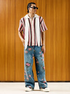 Theprecipice Floral Print Straight Jeans - 2409