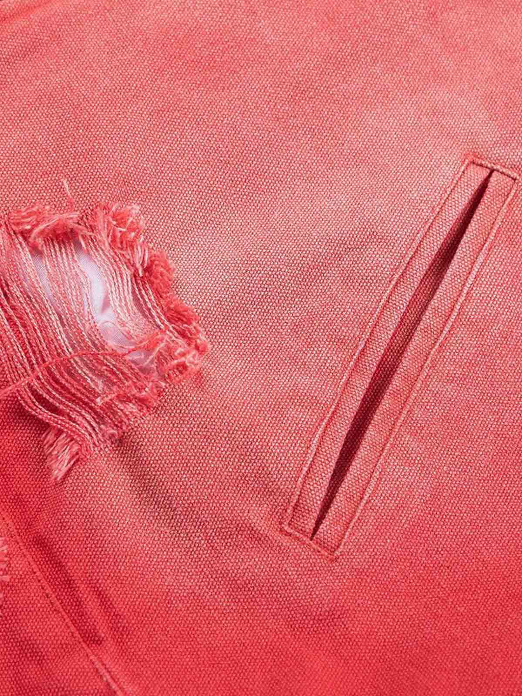 Retro Ripped Washed Contrast Color Work Jacket