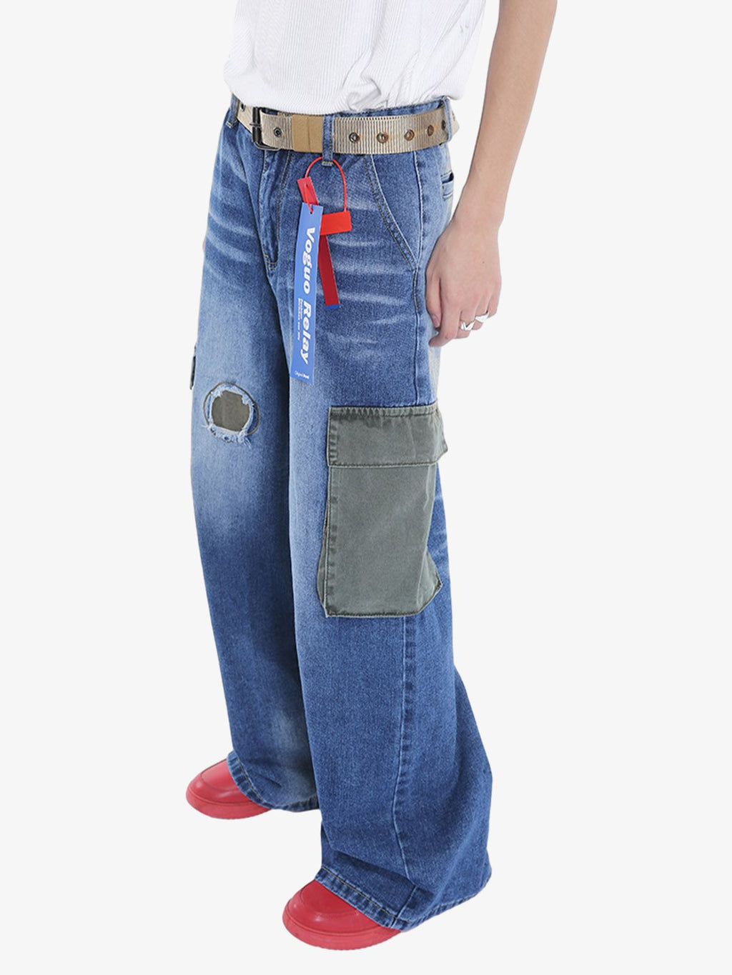 Theprecipice Homemade Large Pocket Cargo Jeans