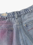 Distressed Tie-Dye Denim Jorts