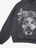 Theprecipice Heavy Washed Jesus Graphic Hoodie - 1973