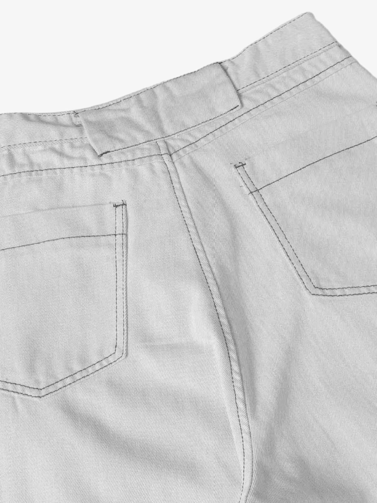 Deconstructed Split Contrast Stitching Scimitar Jorts