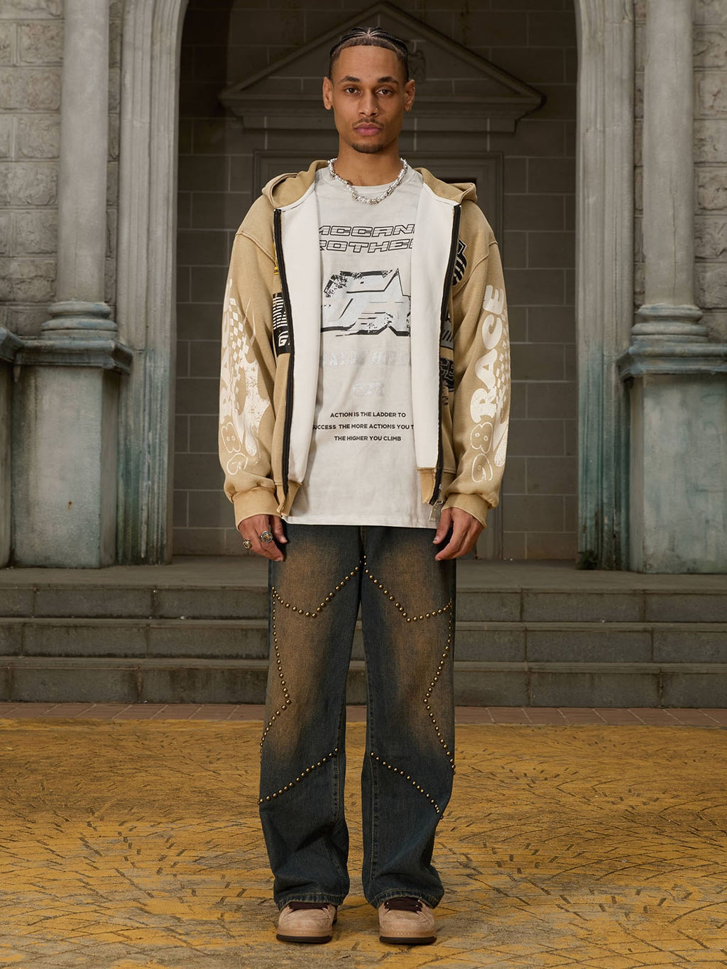 Theprecipice High Street Hip-hop Patchwork Long-sleeved T-shirt - 2269