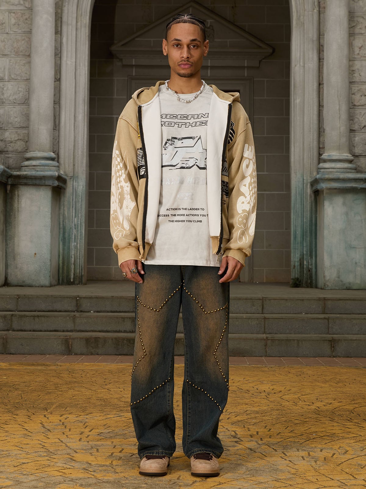 Theprecipice High Street Hip-hop Patchwork Long-sleeved T-shirt - 2269