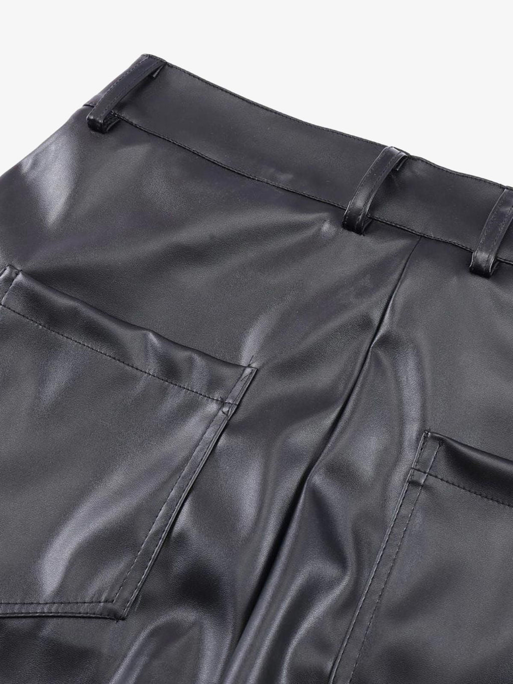 Theprecipice Punk Style Pleated Leather Pants - 2195