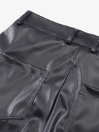Theprecipice Punk Style Pleated Leather Pants - 2195
