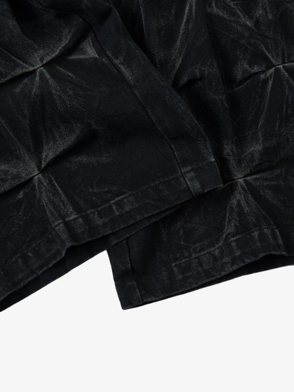 Denim Heavy Washed Distressed Pleated Baggy Jeans - 2282