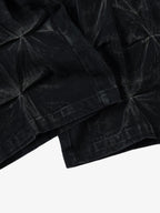 Denim Heavy Washed Distressed Pleated Baggy Jeans - 2282