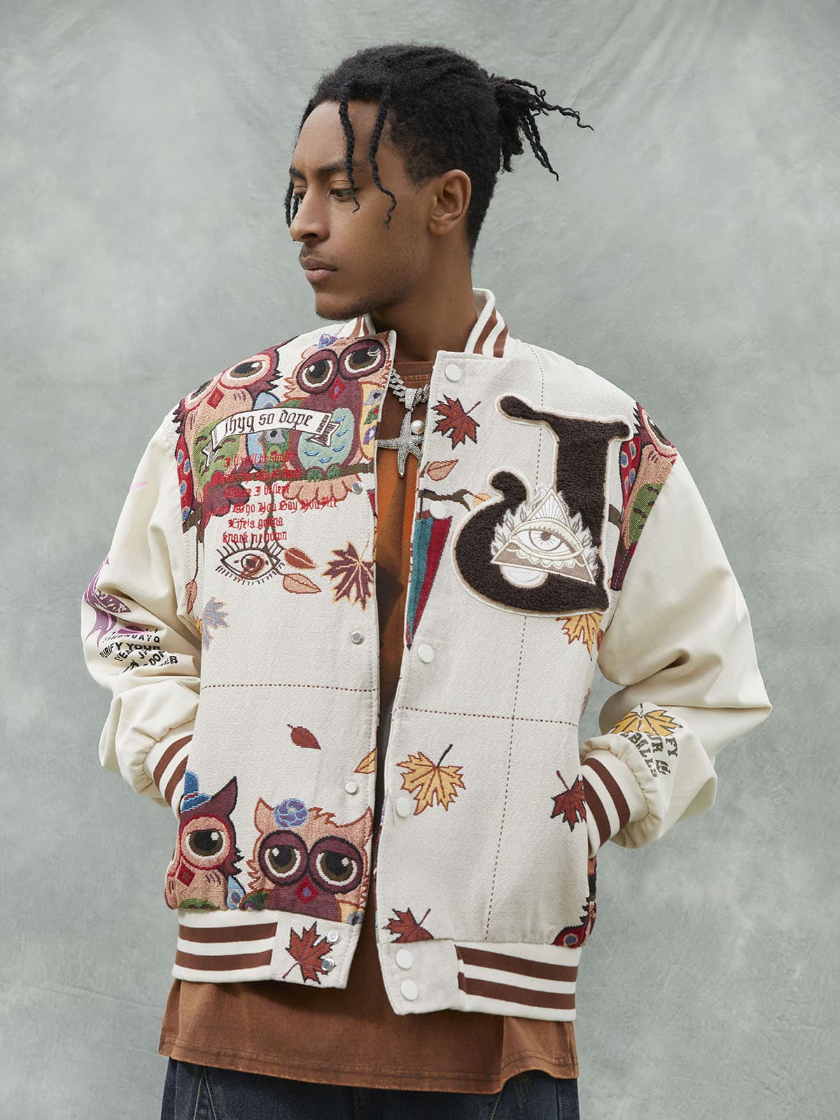 Theprecipice Owl Patch Embroidered Baseball Jersey - 2472