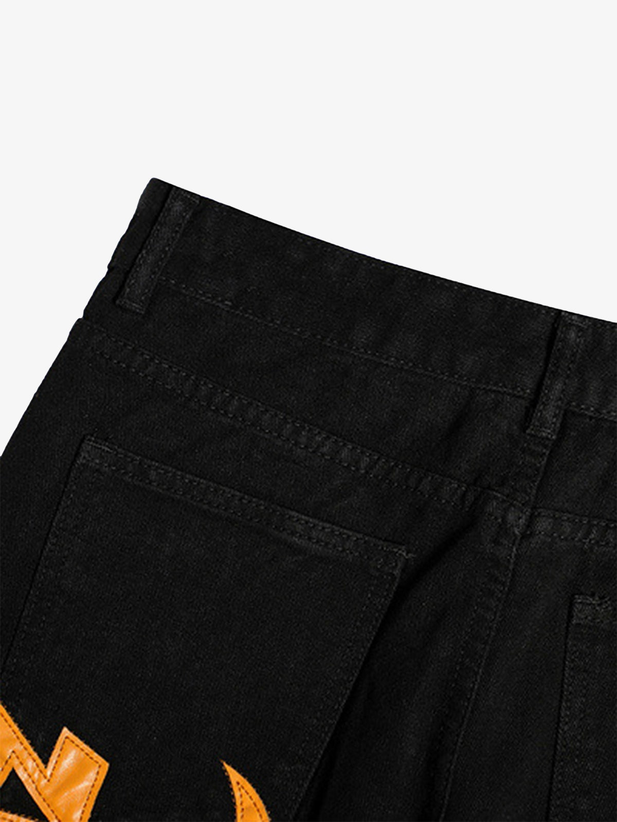 Theprecipice Burning Text Embroidered Letters Jeans -1478