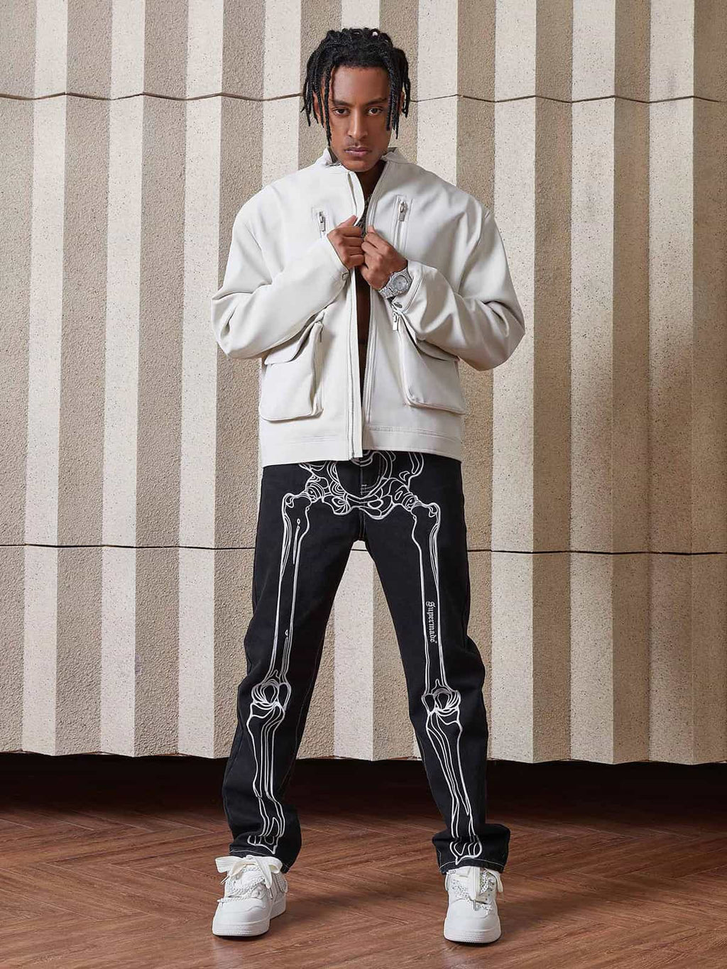 Theprecipice Hip Hop Bones Embroidered Jeans - 1859