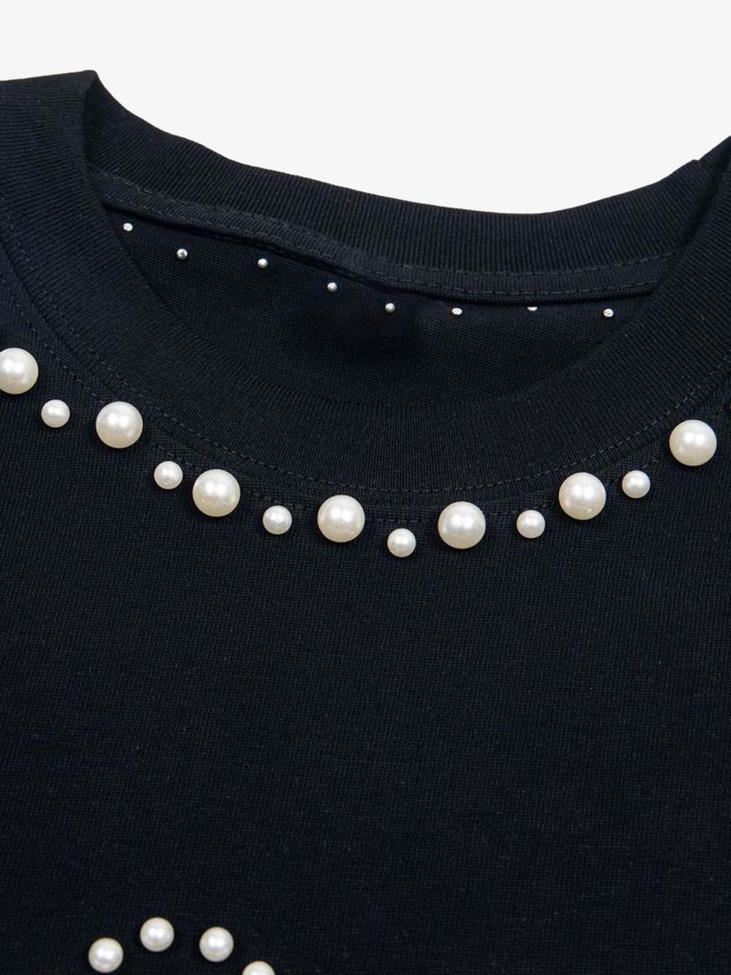 Elegant Pearl-Embellished Oversized T-Shirt