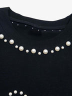 Elegant Pearl-Embellished Oversized T-Shirt