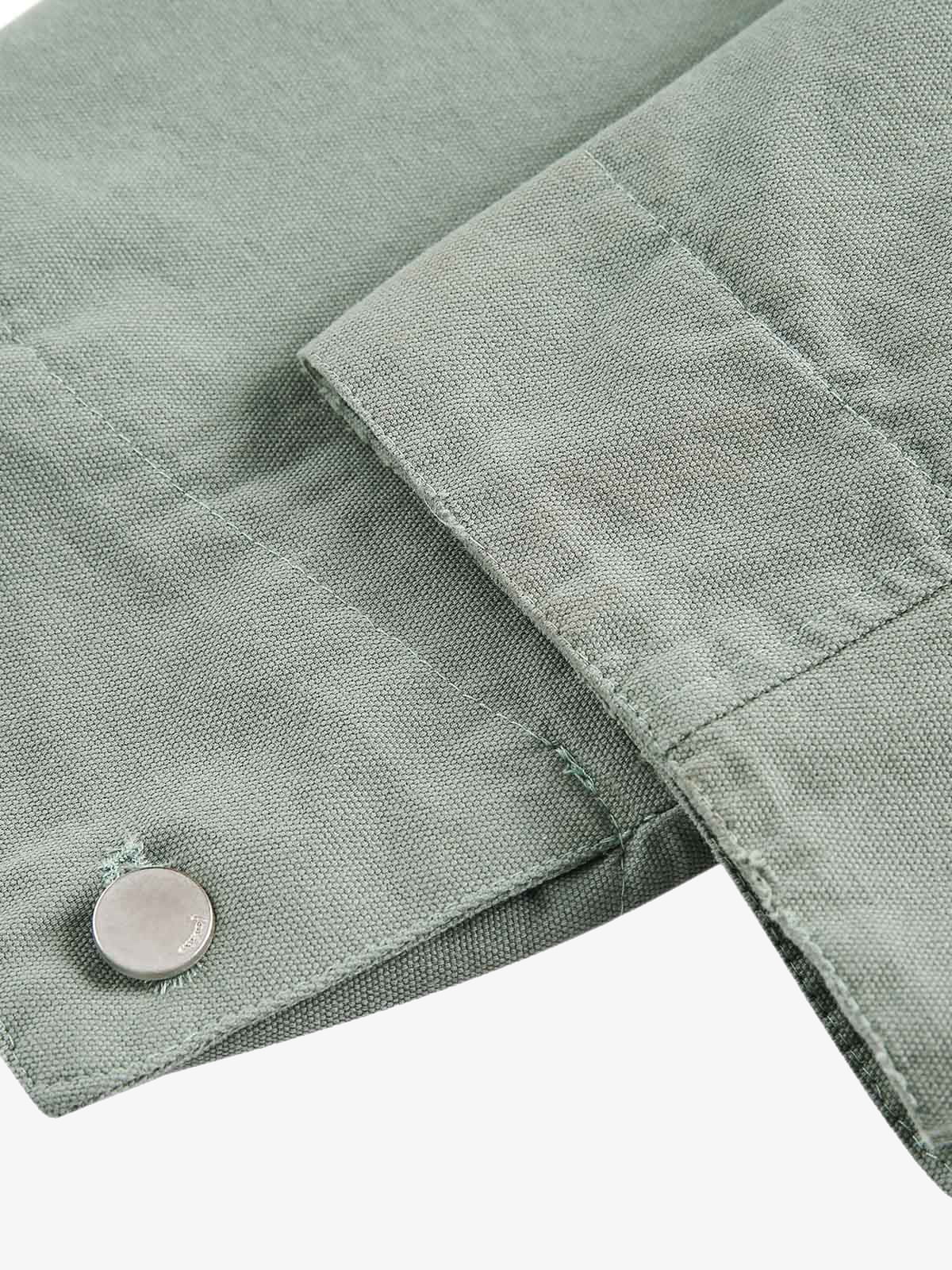 Washed Ripped Gradient Zip Up Work Jacket