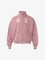 Suede Embroidered Zippered Short Jacket